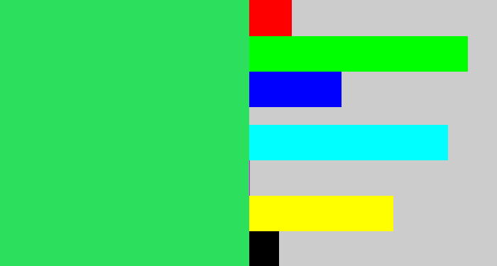 Hex color #2ce05e - bright light green