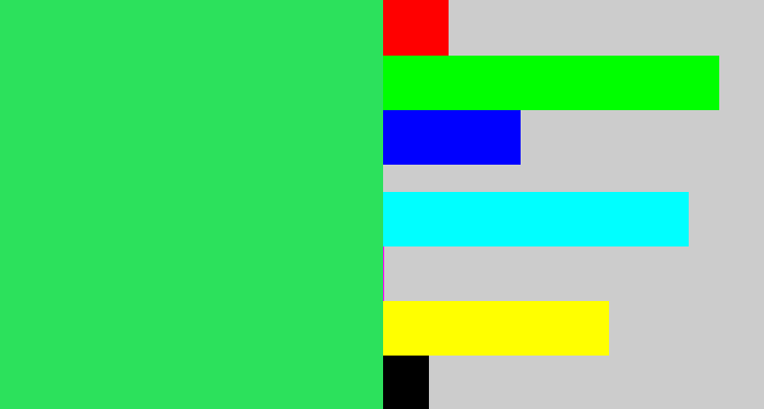 Hex color #2ce15c - bright light green