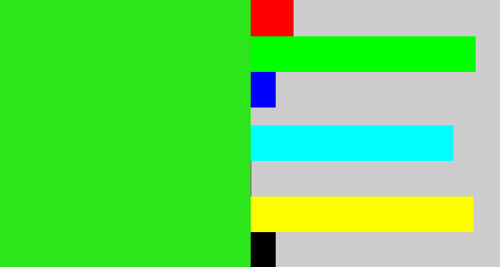 Hex color #2ce51a - vivid green