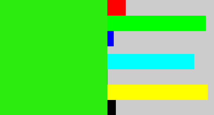 Hex color #2ceb0f - vivid green