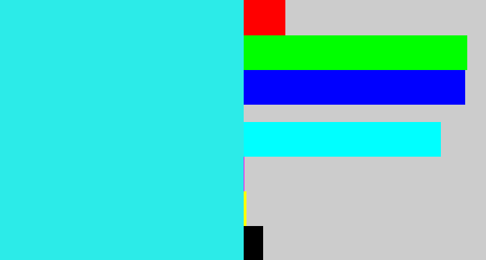 Hex color #2cebe8 - bright light blue