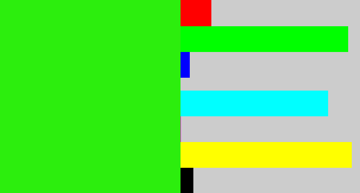 Hex color #2cee0d - vivid green