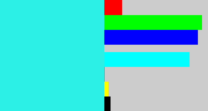 Hex color #2cefe6 - bright light blue