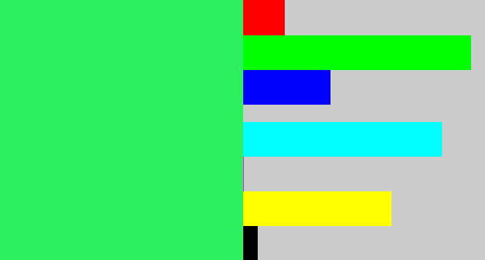 Hex color #2cf05d - bright light green