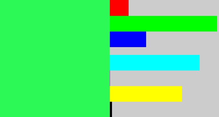 Hex color #2cf955 - bright light green