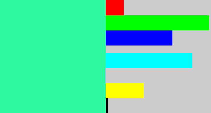 Hex color #2cf9a0 - greenish cyan