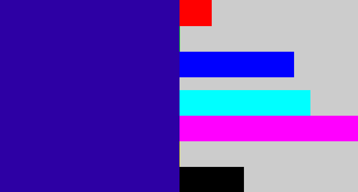 Hex color #2d00a4 - ultramarine