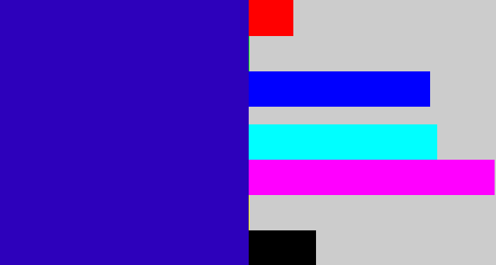 Hex color #2d01bb - ultramarine