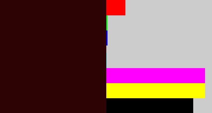 Hex color #2d0303 - dark maroon