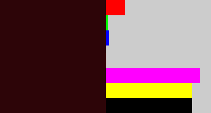 Hex color #2d0508 - dark maroon