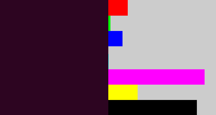 Hex color #2d0521 - very dark purple