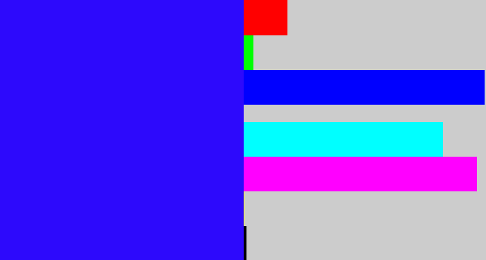 Hex color #2d09fc - strong blue