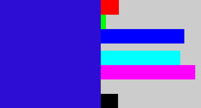 Hex color #2d0cd4 - ultramarine blue