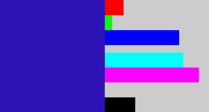 Hex color #2d13b6 - indigo blue