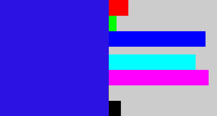 Hex color #2d13e3 - ultramarine blue