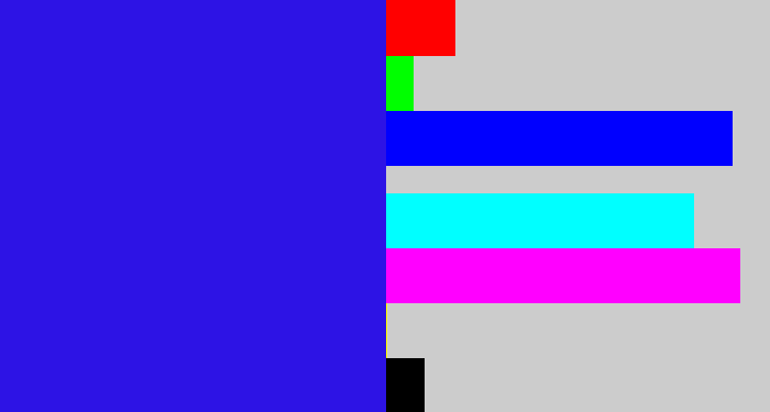 Hex color #2d13e5 - ultramarine blue