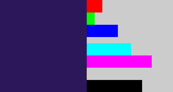 Hex color #2d175b - dark indigo