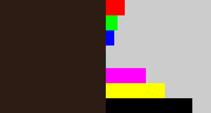 Hex color #2d1c14 - dark brown
