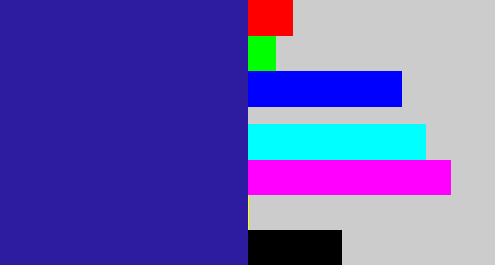 Hex color #2d1c9f - indigo blue