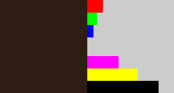 Hex color #2d1d13 - dark brown