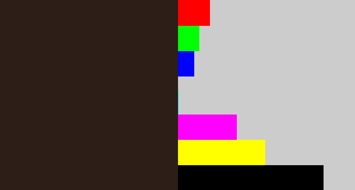 Hex color #2d1e17 - dark brown
