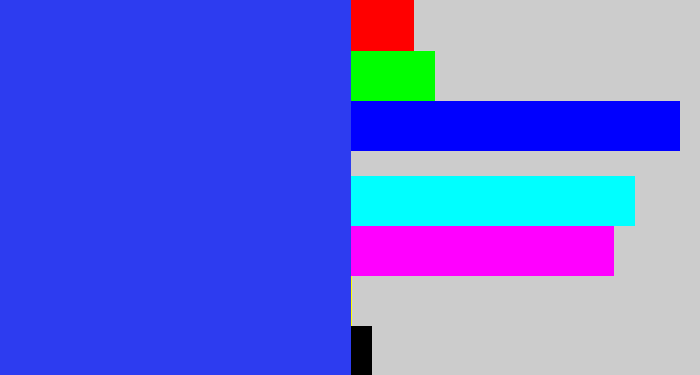 Hex color #2d3cf0 - light royal blue