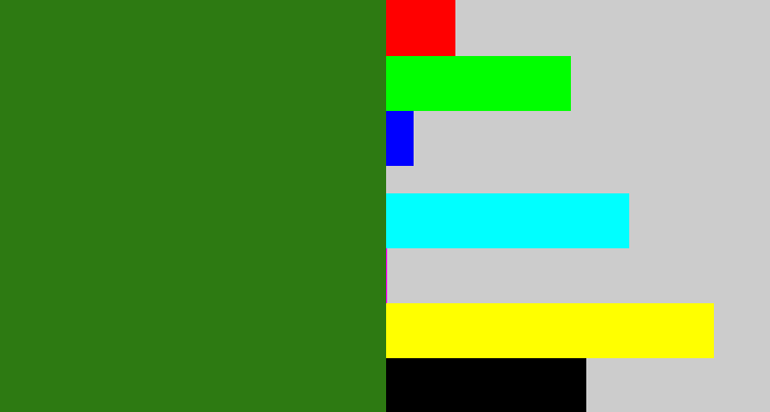 Hex color #2d7a12 - tree green