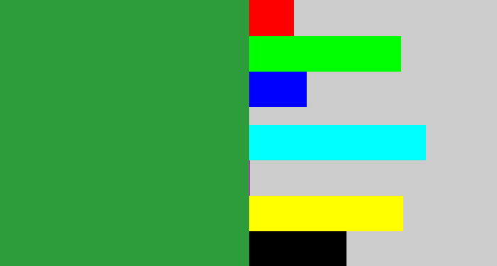 Hex color #2d9c3b - medium green