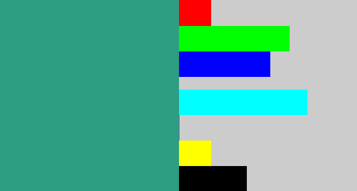 Hex color #2d9e82 - bluey green