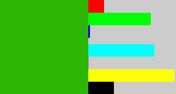 Hex color #2db604 - grassy green