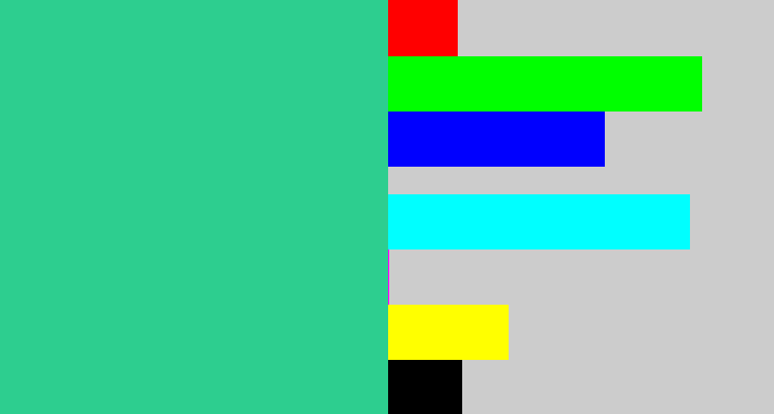 Hex color #2dce8f - greenblue