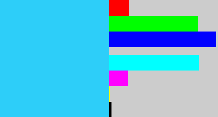 Hex color #2dcef9 - bright light blue