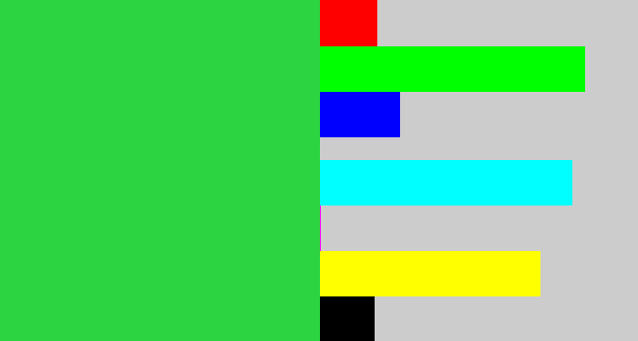Hex color #2dd441 - medium green
