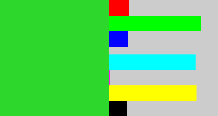 Hex color #2dd72c - vivid green