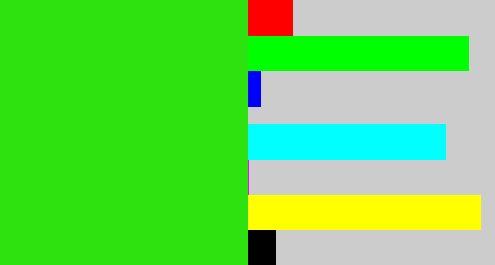 Hex color #2de20e - vivid green