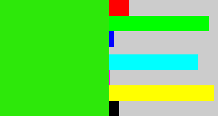 Hex color #2de80a - vivid green