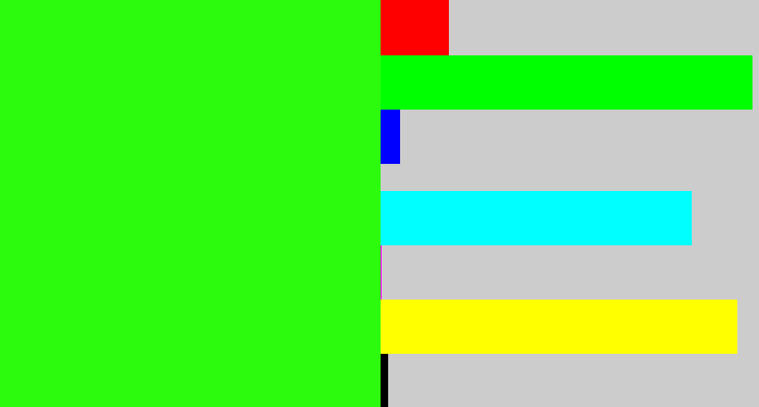 Hex color #2dfb0e - electric green