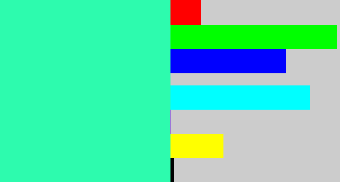 Hex color #2dfbae - greenish cyan