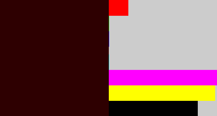 Hex color #2e0001 - dark maroon