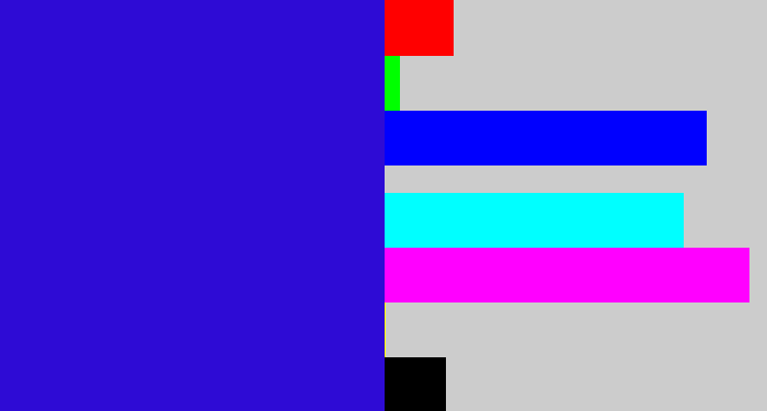 Hex color #2e0bd5 - ultramarine blue