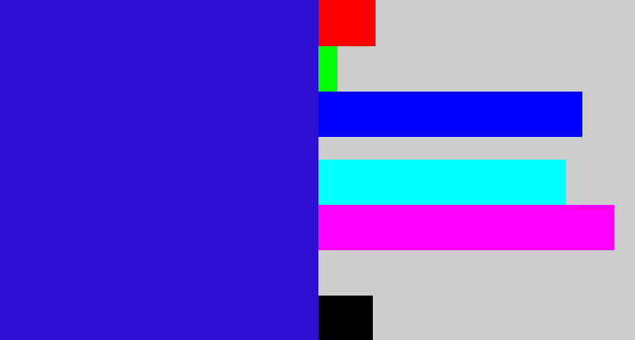 Hex color #2e0fd3 - ultramarine blue