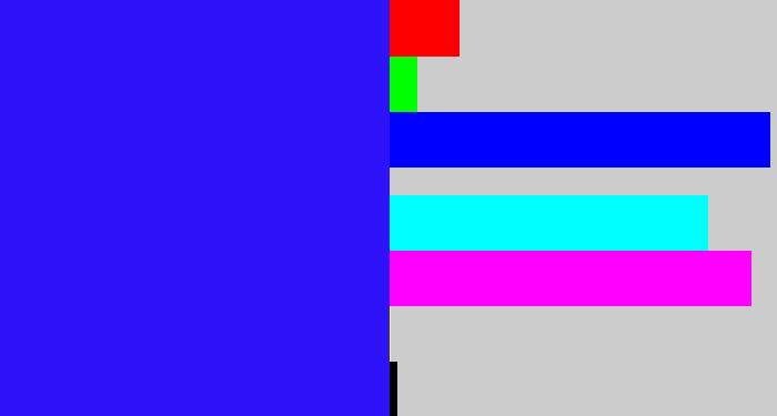 Hex color #2e12fa - light royal blue