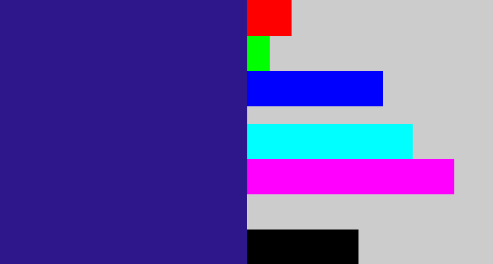 Hex color #2e168b - indigo
