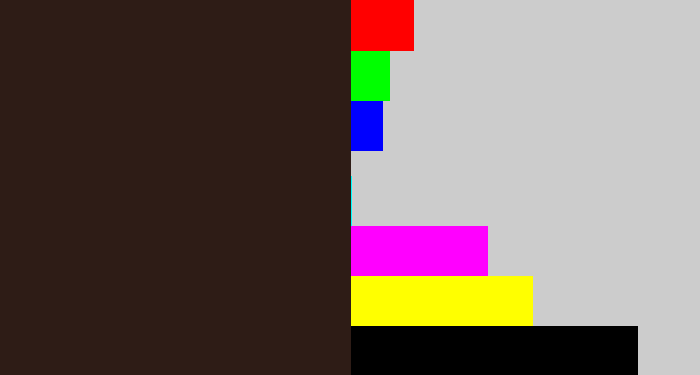 Hex color #2e1c16 - dark brown