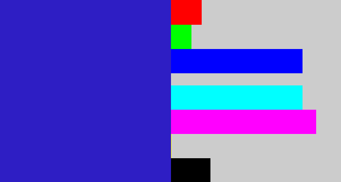 Hex color #2e1ec4 - indigo blue