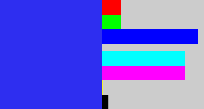 Hex color #2e2ef0 - light royal blue