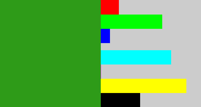 Hex color #2e9b18 - grass green