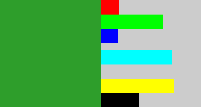 Hex color #2e9e2b - medium green