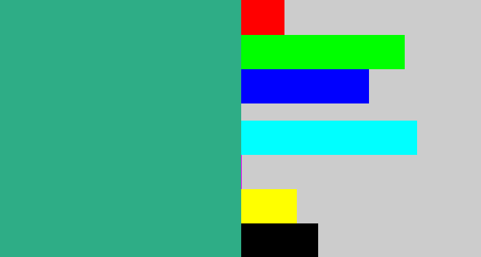 Hex color #2ead86 - bluey green