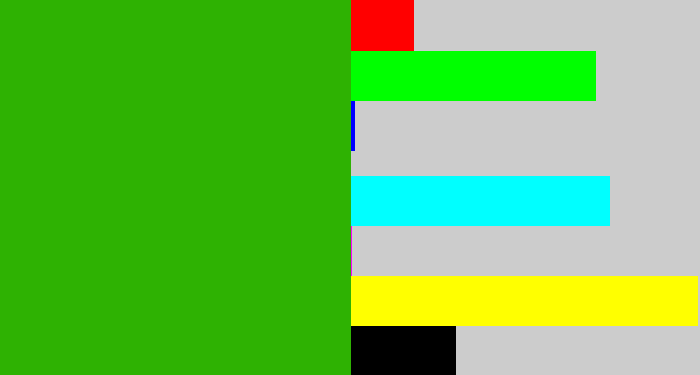 Hex color #2eb202 - grassy green